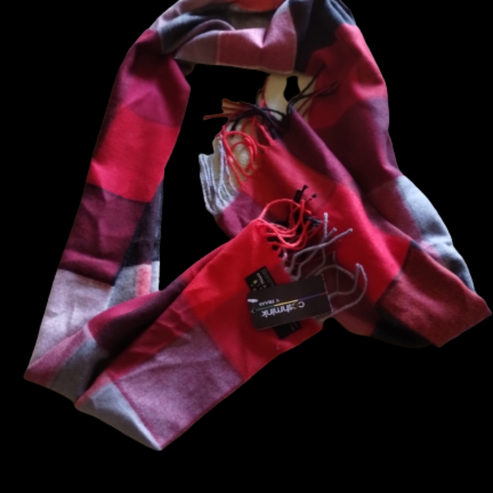 NWT Men's Cashmink V.Fraas Scarve Red & Black Plaid